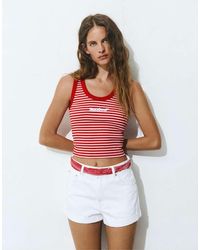 Pull&Bear - Striped Embroide Tank Top - Lyst