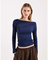 ASOS - Long Sleeve With Slash Neck And Ruching Top - Lyst