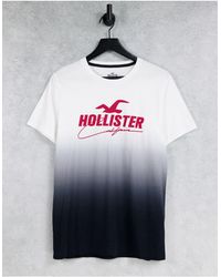Hollister - – t-shirt mit farbverlauf-design von nach weiß und logo vorne - Lyst