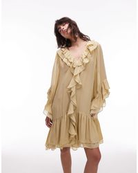 & Other Stories - Sheer Chiffon Mini Dress With Ruffles And Tier Hem - Lyst