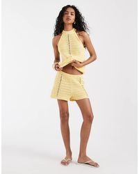 ASOS - Crochet Knit Micro Short Co-ord - Lyst