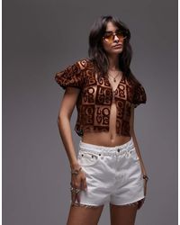 House Of Sunny - Casa Amor Mesh Flocked Blouse - Lyst