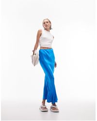 Topshop Unique - Falda larga azul - Lyst