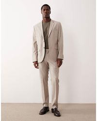 Mango - Pantalon d'ensemble droit et ajusté avec pli marqué à l'avant - beige - Lyst