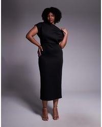 ASOS - Asos Design Curve Dramatic Neckline Midi Dress - Lyst