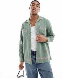 ASOS - Chemise texturée avec col à revers et broderies fleur - Lyst