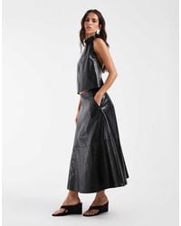 ASOS - Tailored Faux Leather Midi Circle Skirt - Lyst