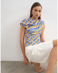 TOPSHOP - Striped Wrap Front Ruched Top - Lyst