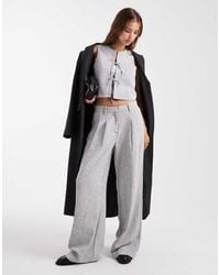 Vero Moda - Pantalones De Sastre Gris Melange De Pernera Ancha Con Pinzas Delanteras De (Parte De Un Conjunto) - Lyst