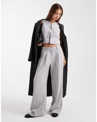 Vero Moda - Pantaloni Sartoriali A Fondo Ampio Con Pieghe Frontali Mélange - Lyst