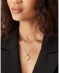 Accessorize - – z – halskette mit drehbarem münzen-anhänger und 14-karat-vergoldung - Lyst