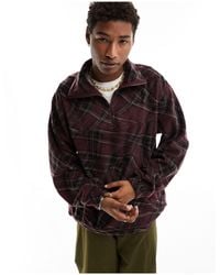 Weekday - – patrik – sweatshirt aus fleece mit gewelltem schottenmuster und halbem reißverschluss - Lyst