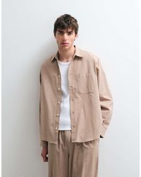 ASOS COLLECTIVE - Oversized Long Sleeve Cotton Shirt With Linen - Lyst