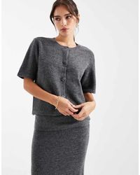 Pieces - Short Sleeve Knit Cardigan - Lyst