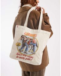 Levi's - Borsa Shopping Color Pietra Con Grafica Con Cowboy - Lyst