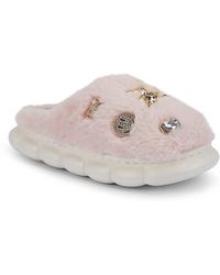 SEQWL - Fluffy Mule Slippers Warm Slip Ons With Charm Details - Lyst