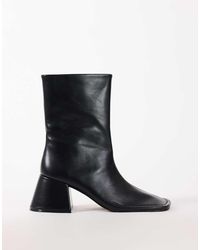 TOPSHOP - Pamela Real Leather Block Heel Ankle Boot - Lyst