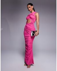 Aria Cove - Double Layered Slinky High Neck Sleeveless Cut Out Bodycon Maxi Dress - Lyst