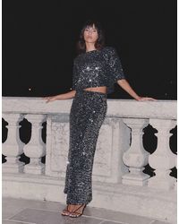 4th & Reckless - Crop top en velours orné - Lyst