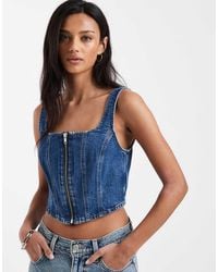 Levi's - Square Neck Seamed Corset Denim Top - Lyst