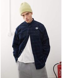 Aape By A Bathing Ape - Camisa Azul Marino A Cuadros Verdes De Manga Larga Con Logo De - Lyst