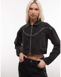 Courtside - Studded Denim Jacket Co-Ord - Lyst