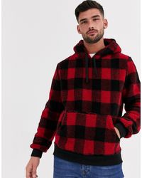 Brave Soul Buffalo Check Hoodie - Red