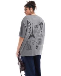 ASOS - Asos design curve - t-shirt boyfriend à imprimé paris dans le dos - anthracite - Lyst