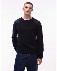 ARKET - Zuiver Wollen Trui Met Ronde Hals En Patches - Lyst
