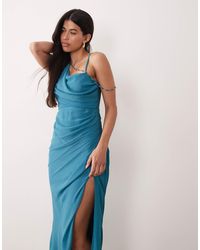 ASOS Glam Festival Dress With Boho Beading in Brown | Lyst