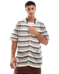 Jack & Jones - Camisa A Rayas De Croché De -Marrón - Lyst