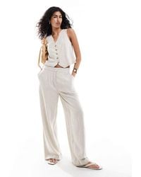 Mango - Selection Linen Mix Pinstripe Straight Leg Co-Ord Trousers - Lyst