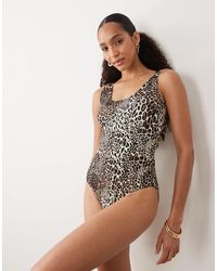 Threadbare - – badeanzug mit u-ausschnitt und leopardenmuster - Lyst
