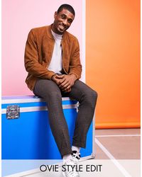 ASOS Suède Bomberjack - Bruin