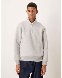 ASOS - Sweat à col zippé en tissu imitation néoprène épais - chiné - Lyst
