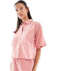 JJXX - Seersucker Oversized Cropped Shirt - Lyst