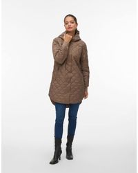 Vero Moda - Hayle Geribd Doorgestikt 3/4-Mouw Jas Met Capuchon - Lyst