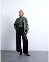 TOPSHOP - Satin Tie Waist Wide Leg Trouser - Lyst