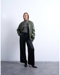 TOPSHOP - Pantaloni A Fondo Ampio Neri - Lyst