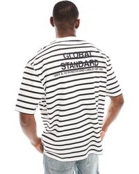ASOS - – oversize-t-shirt mit streifen und textprint auf dem rücken - Lyst