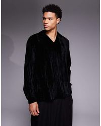 ASOS - Relaxed Overhead Crinkle Velvet Shirt - Lyst