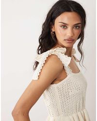 Mango - Cotton Mix Cutwork Detail Top With Tie Straps - Lyst