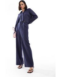 Extro & Vert - Pantaloni Sartoriali A Fondo Ampio E Vita Alta Con Motivo Gessato - Lyst