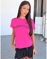 Tiger Mist - 'personality Hire' Graphic Fitted Baby Tee - Lyst