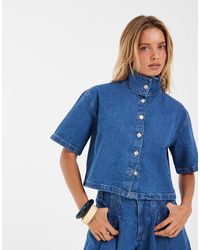 ASOS - Funnel Neck Denim Top Set - Lyst