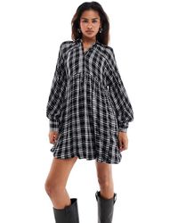 Free People - Vestito Camicia Corto Extra Largo Con Stampa A Quadri - Lyst