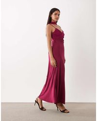 TFNC London - Satin Bust Chiffon Scarf Detail Maxi Dress - Lyst