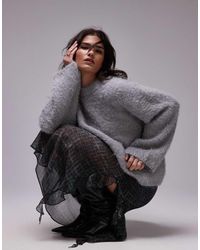 TOPSHOP - Knitted Chunky Crew Neck Cardigan - Lyst
