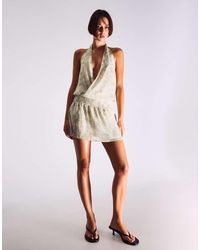 Bershka - Halter Neck Mini Wrap Dress - Lyst
