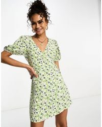 Glamorous - Short Sleeve Wrap Mini Dress - Lyst